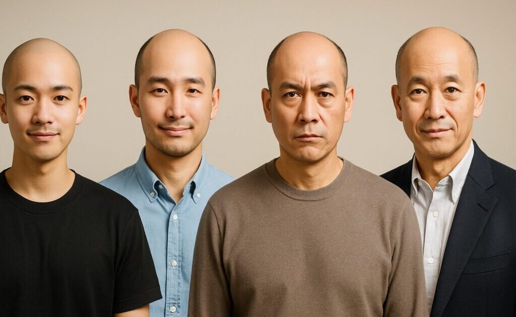 20代、30代、40代、50代のハゲた男性