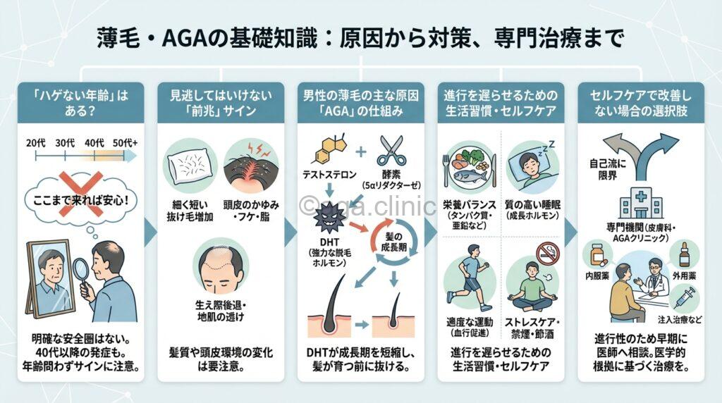 20代、30代、40代、50代のハゲた男性