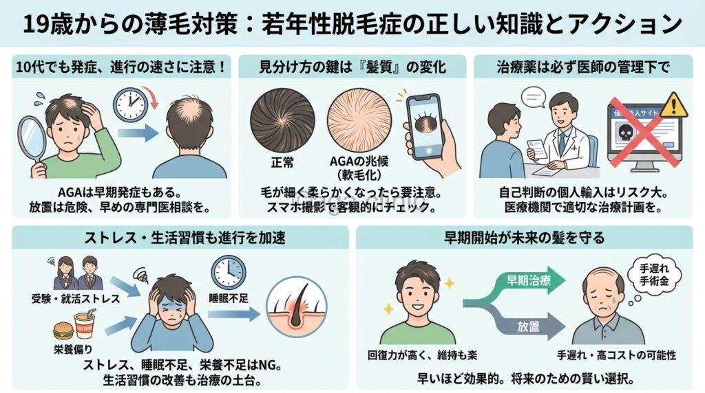 つむじがはげている19歳の男子大学生
