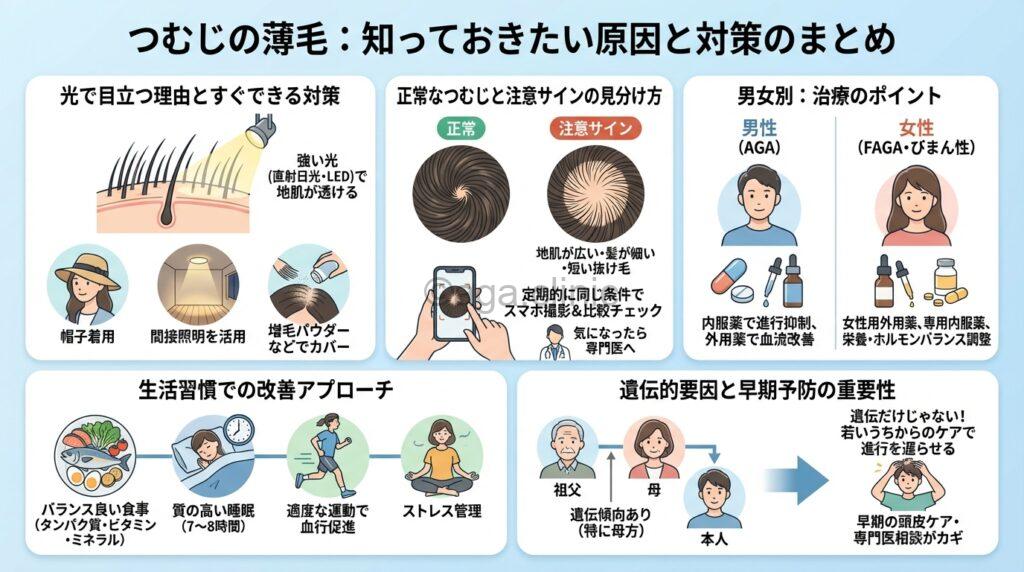 光の影響でつむじはげが目立っている男性と女性の後ろ姿