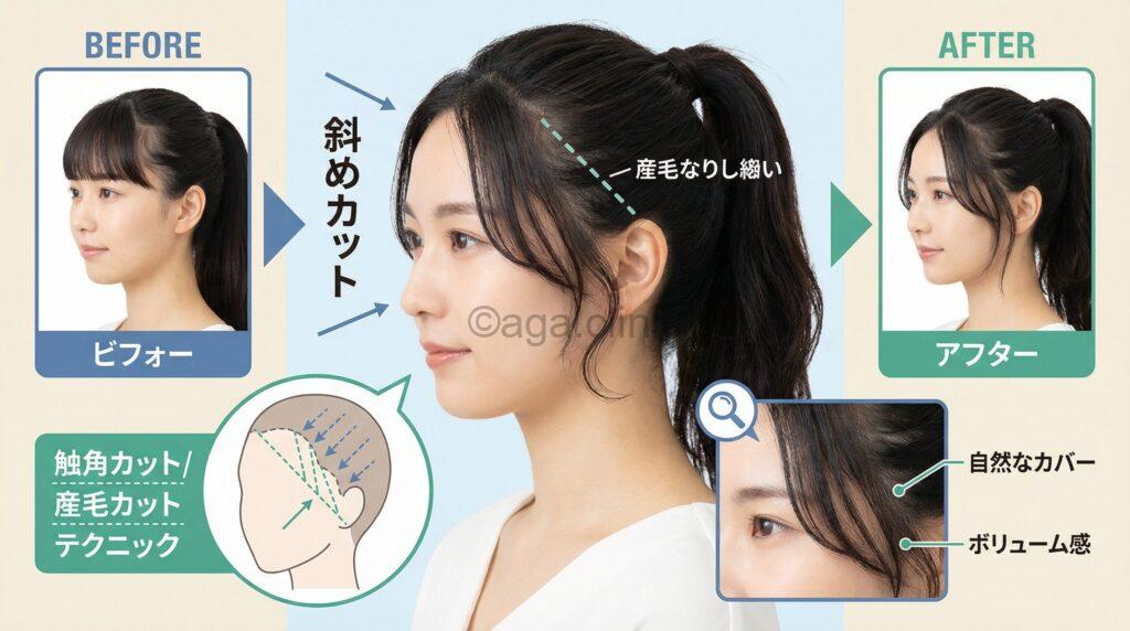 斜めカットによるM字カバー術