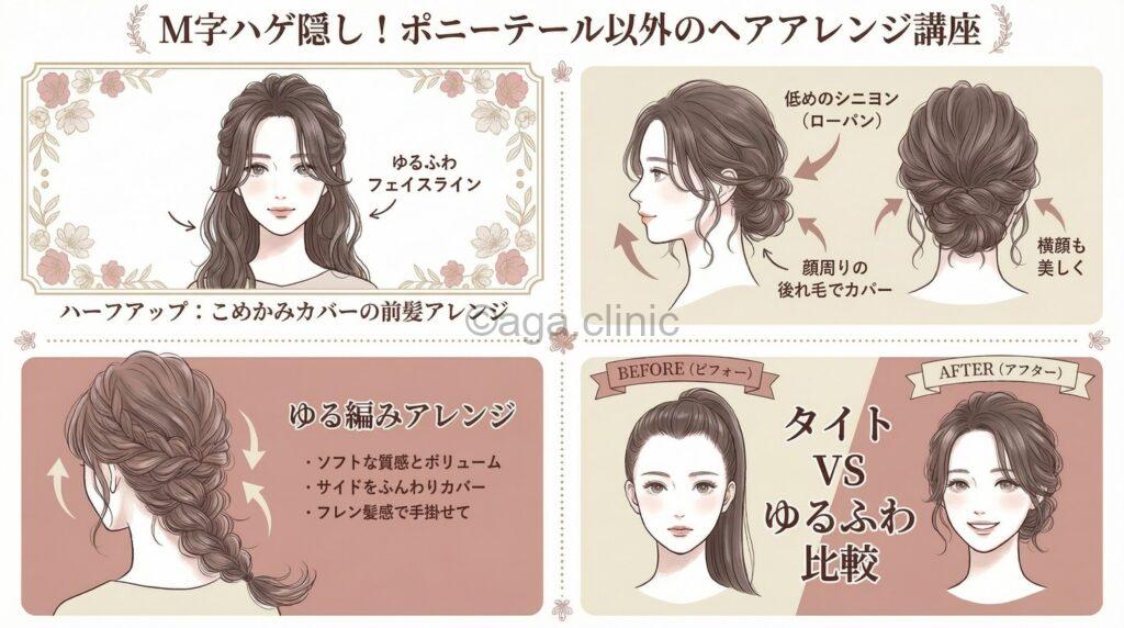 M字ハゲの人のポニーテール以外のアレンジ