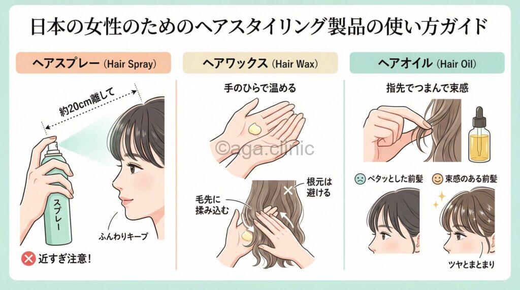 ヘアスプレーやワックスの使い方