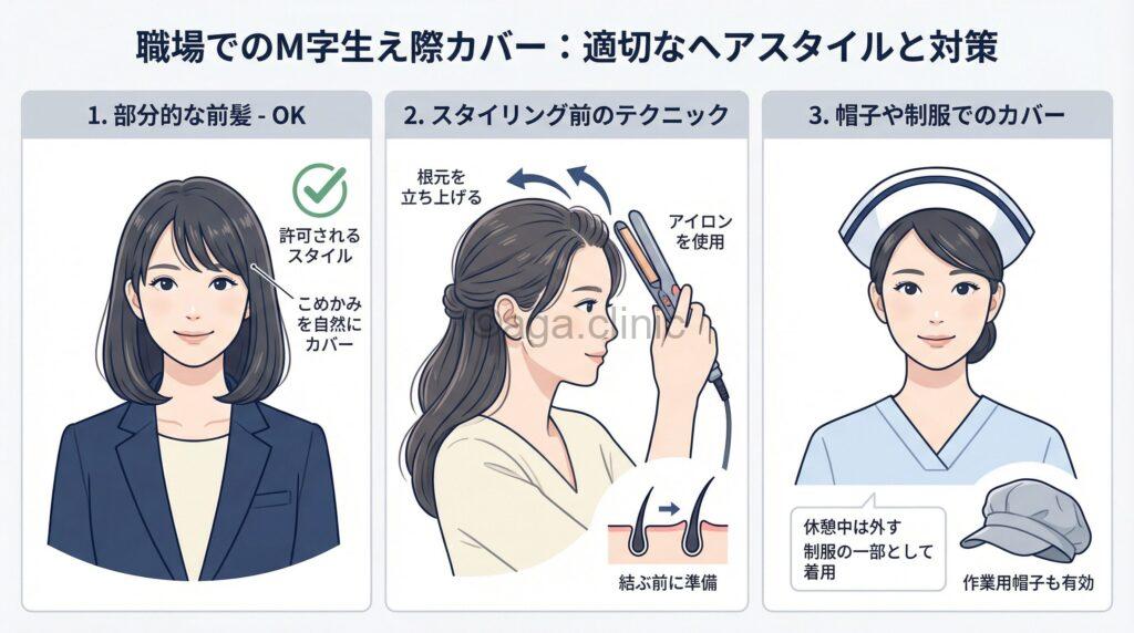 M字ハゲの人の職場での髪型対処法