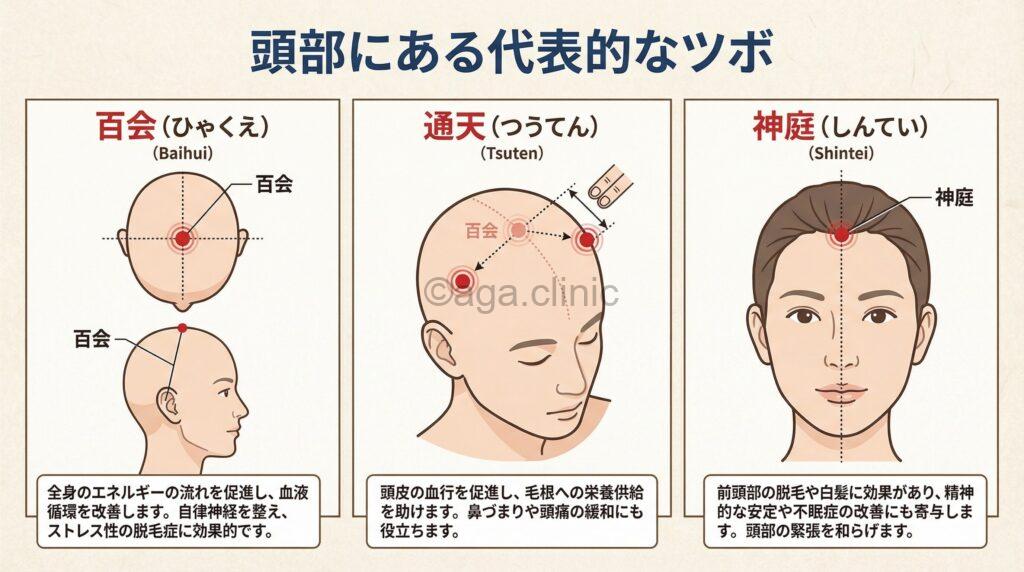 頭部にある代表的なツボ