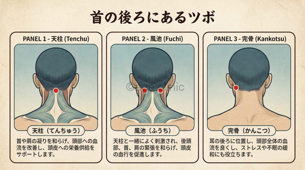 頭部にある代表的なツボ
