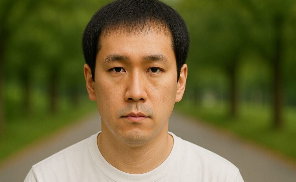 髪がぺたんこでハゲて見える男性