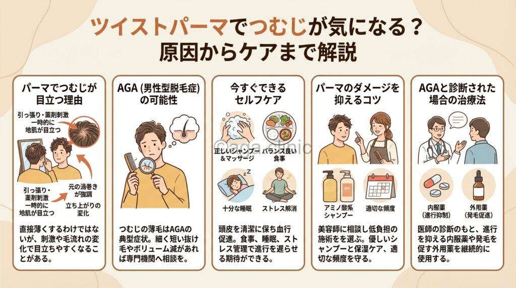 ツイストパーマとつむじの解説