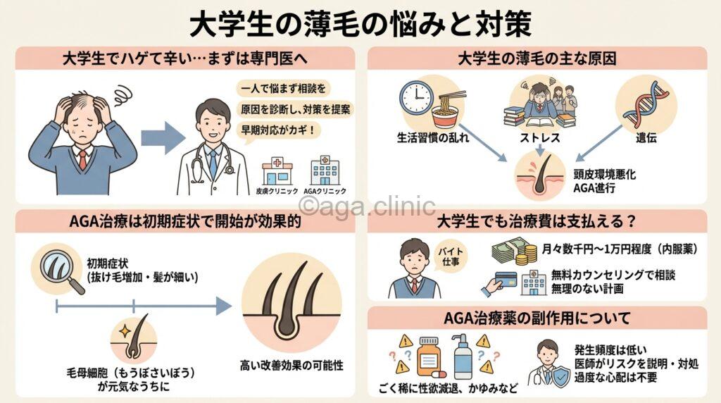 ハゲている大学生(男性)が大学の校内を歩いている様子