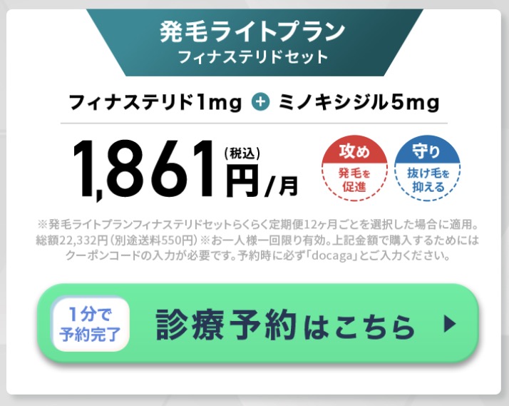 発毛ライトプラン フィナステリドセット の項目