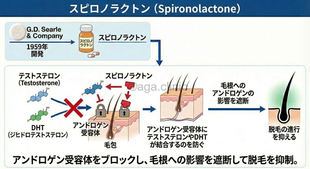 スピロノラクトン解説イラスト
