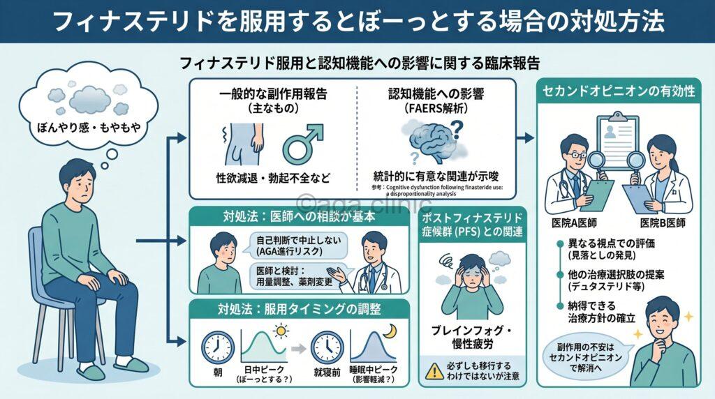 フィナステリドを服用するとぼーっとする…倦怠感や眠くなる場合の対処方法