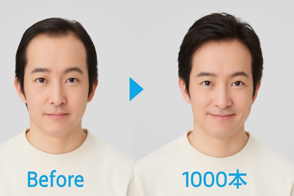増毛を1000本した男性