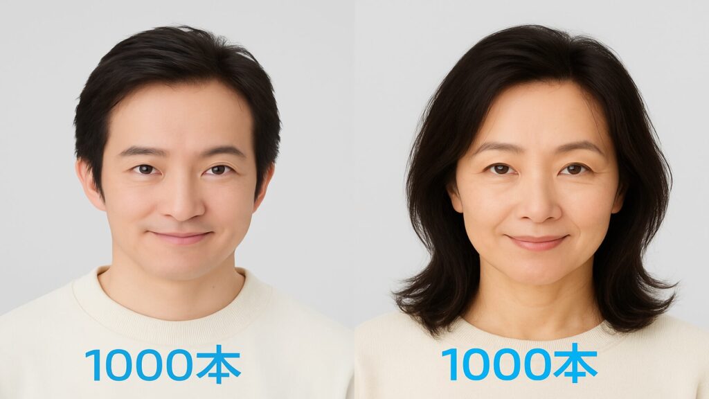 増毛を1000本した男性と女性