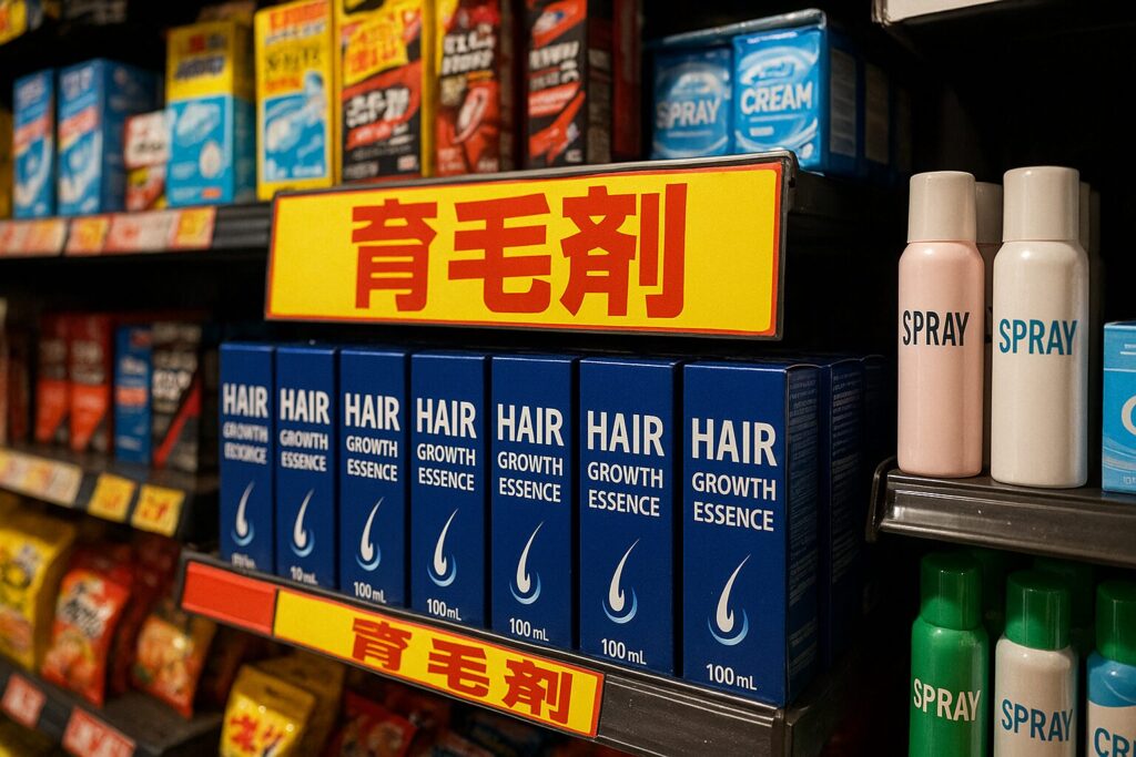 棚に並んでいる育毛剤