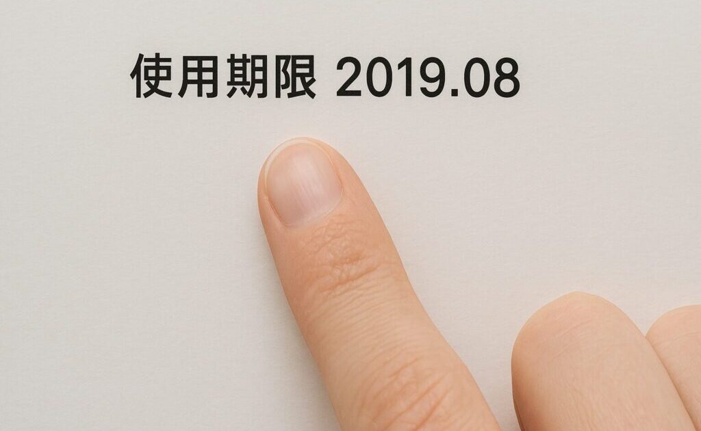 使用期限を指差している様子
