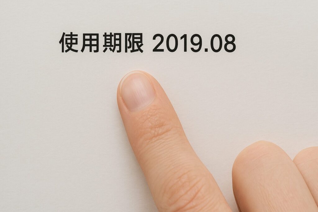 使用期限を指差している様子