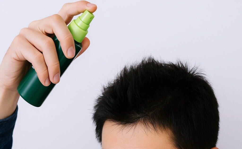 蘭夢（らんむ）薬用育毛剤を使用している様子