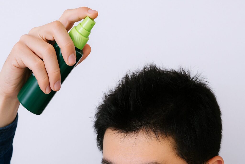 蘭夢（らんむ）薬用育毛剤を使用している様子