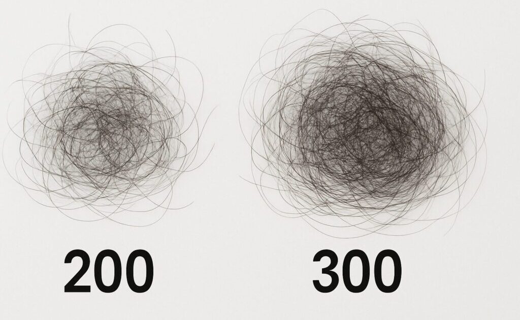 200本の抜け毛と300本の抜け毛