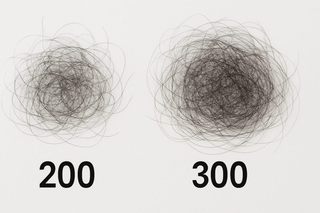 200本の抜け毛と300本の抜け毛