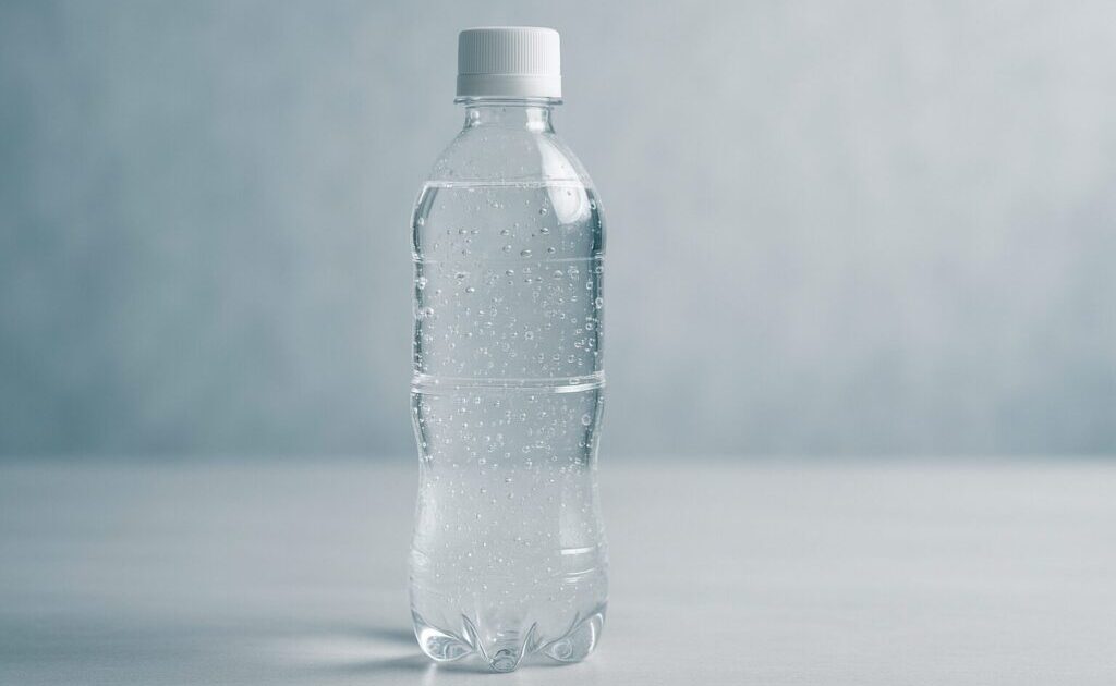 透明の炭酸水が入っているペットボトル