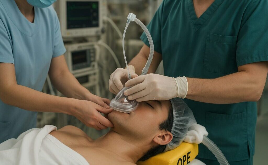 全身麻酔している様子