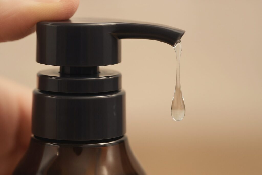 無印良品の薬用スカルプシャンプーを使用している様子