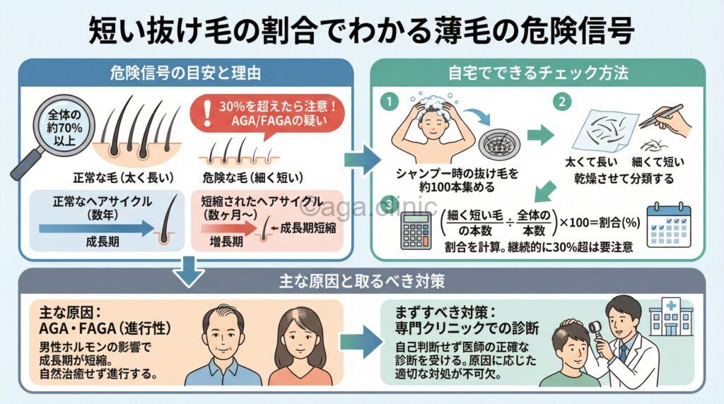 長い毛1本と短い毛1本