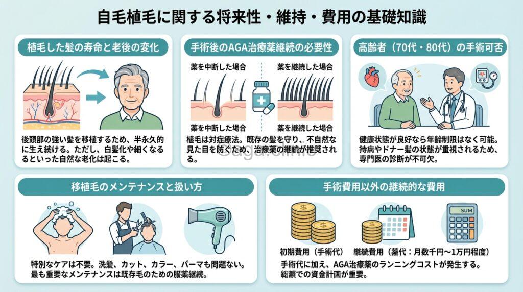 若い頃のハゲた男性が植毛して老後になっても髪が抜けていない