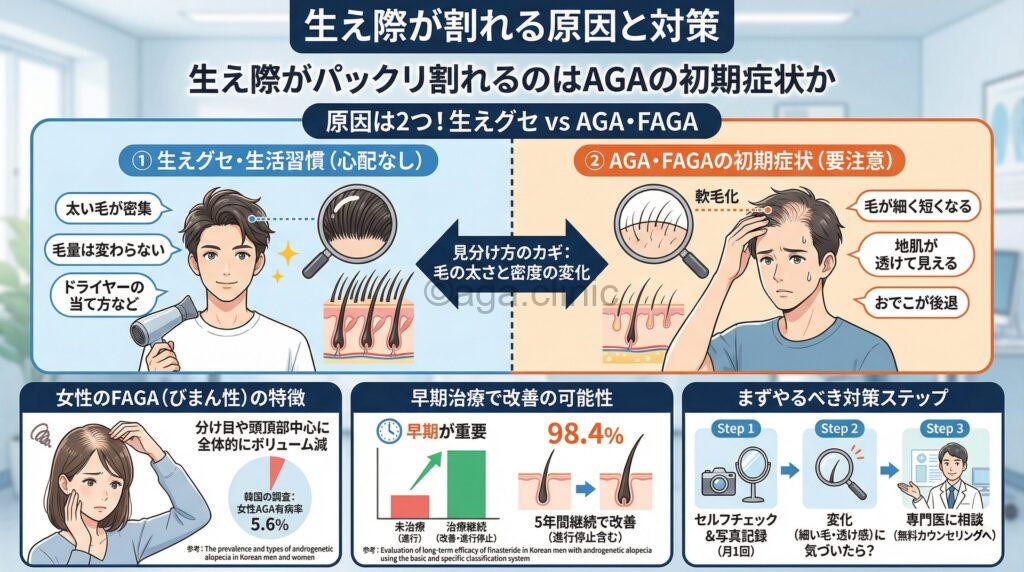 生え際がパックリ割れるのは薄毛の前兆？原因と対策を徹底解説