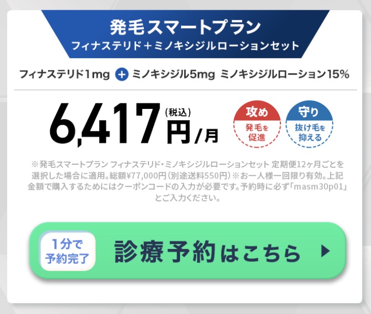 発毛スマートプラン フィナステリド+ミノキシジルローションセット の項目