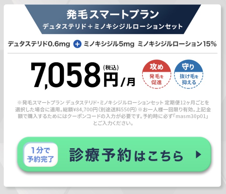 発毛スマートプラン デュタステリド+ミノキシジルローションセット の項目