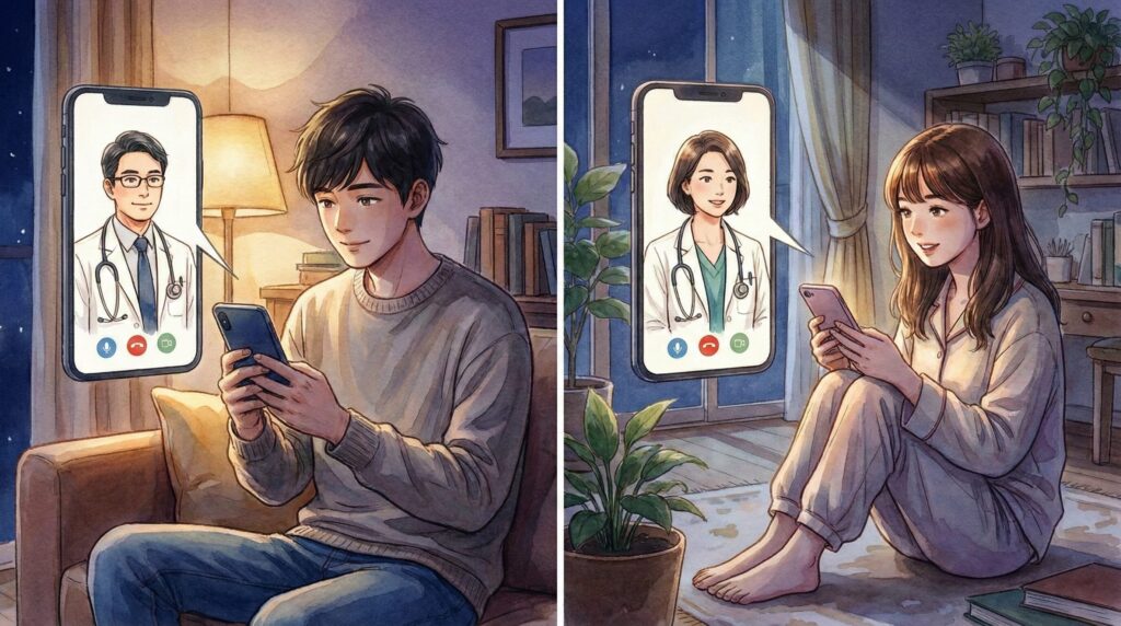 オンライン診療の様子（夜）