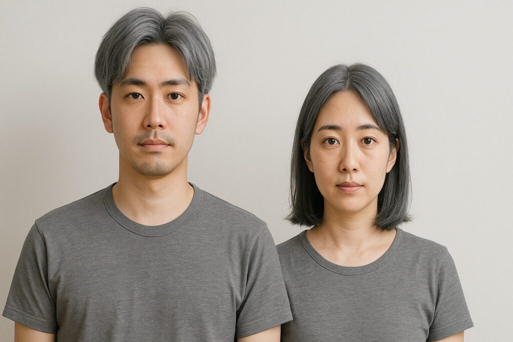 髪色がアッシュグレーの男性と女性