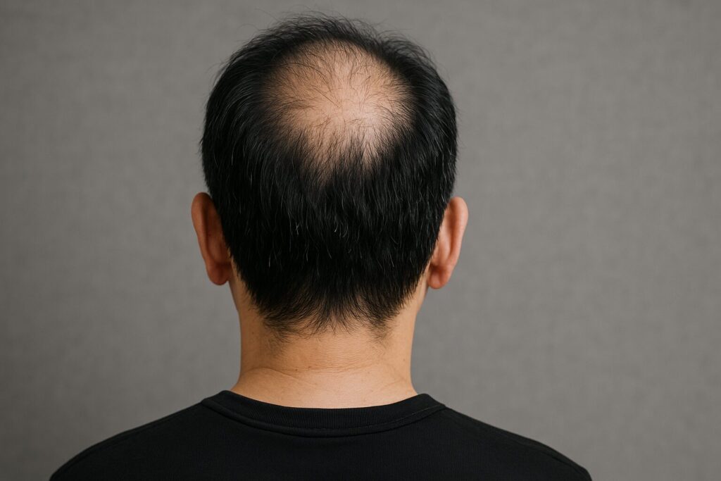 後頭部が薄い黒髪の男性