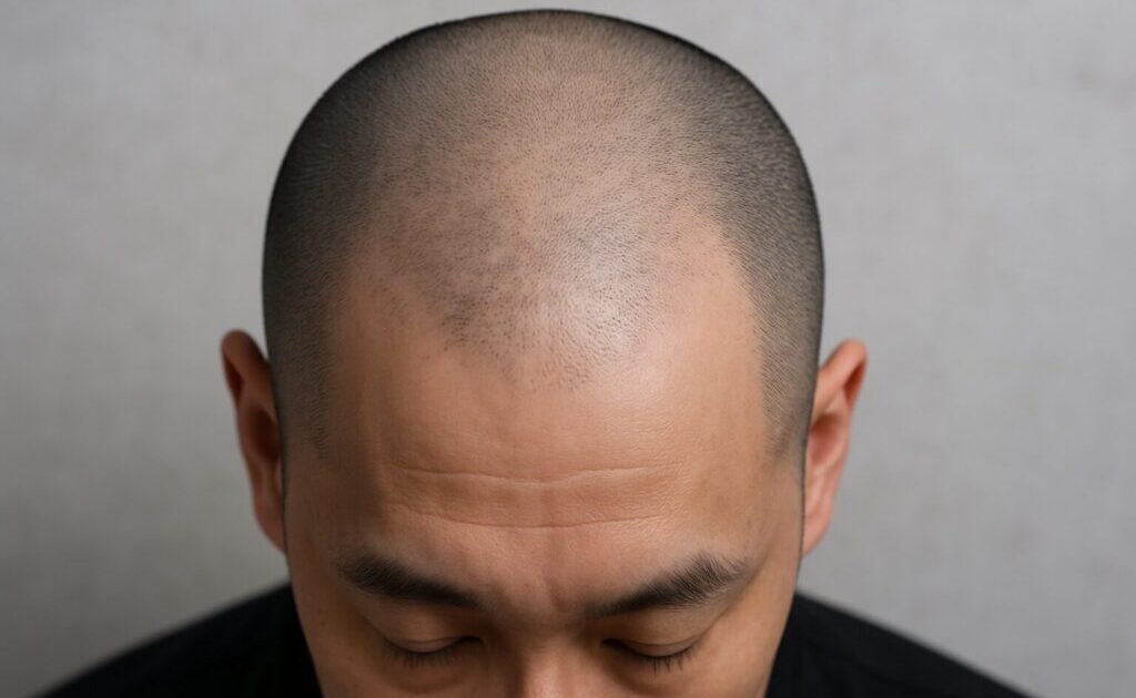 薄毛男性の1mm坊主