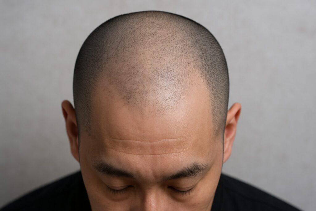 薄毛男性の1mm坊主