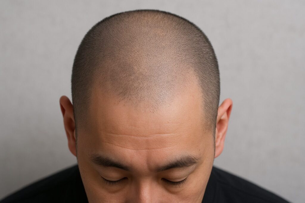薄毛男性の2mm坊主