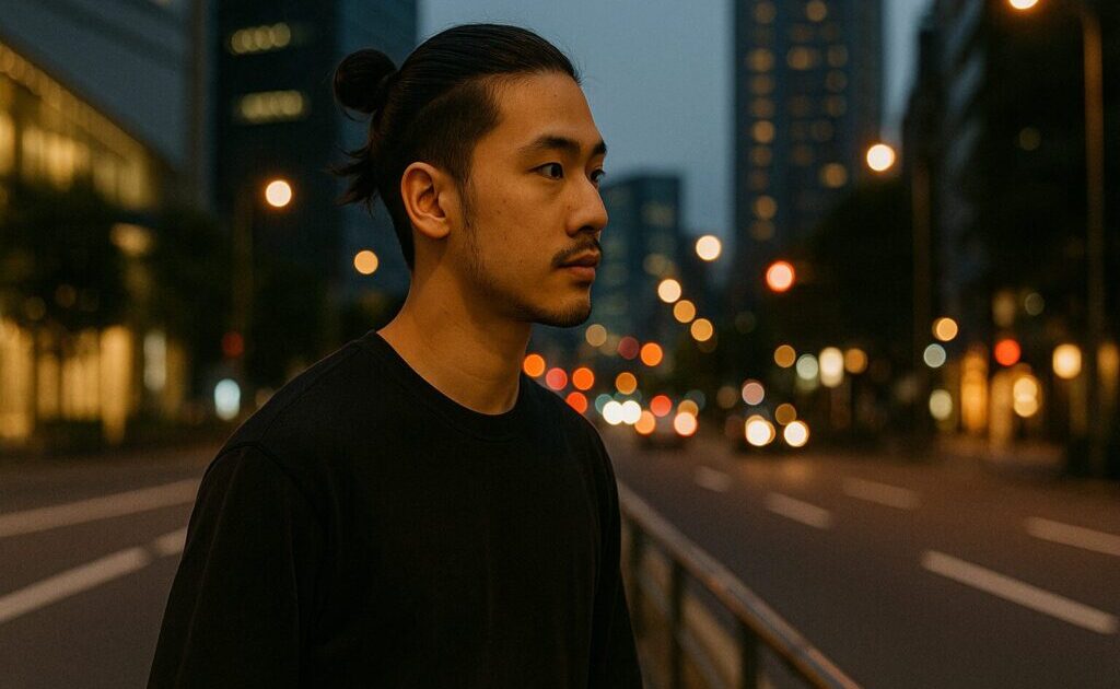 マンバンヘアの男性