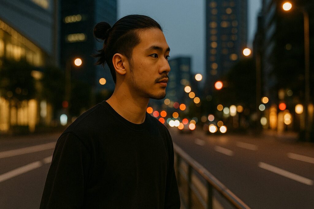 マンバンヘアの男性