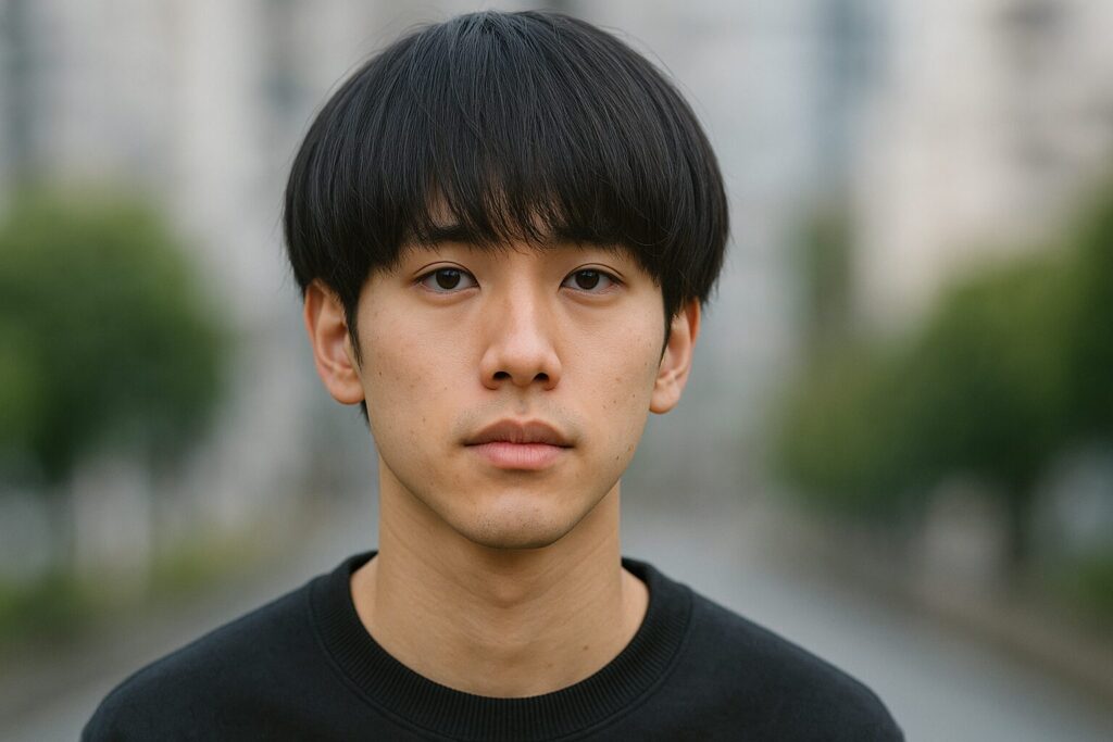 マッシュヘアの男性