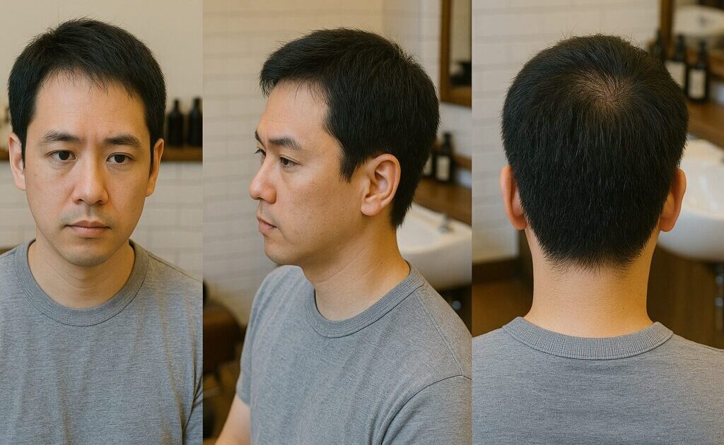 薄毛男性のショートヘア画像