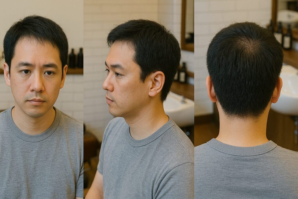 薄毛男性のショートヘア画像