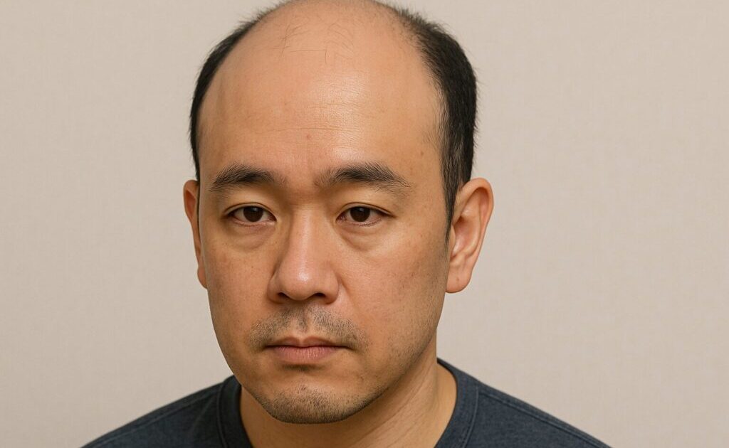 頭蓋骨肥大している薄毛男性