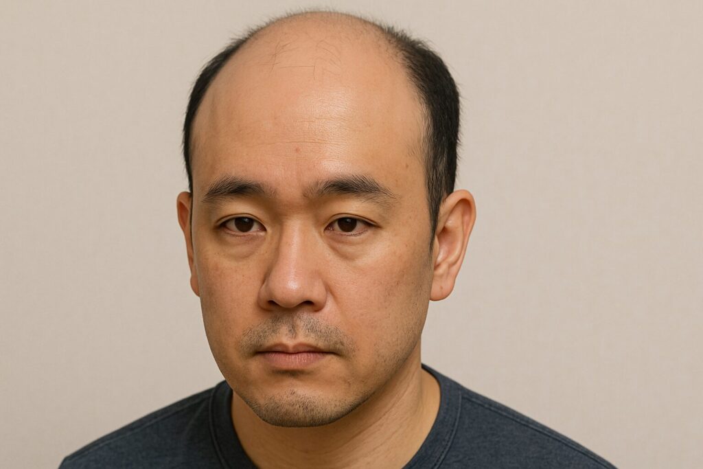 頭蓋骨肥大している薄毛男性