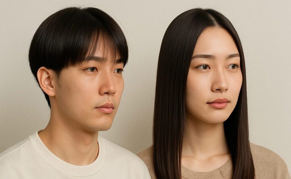 ストレートパーマの男性と女性