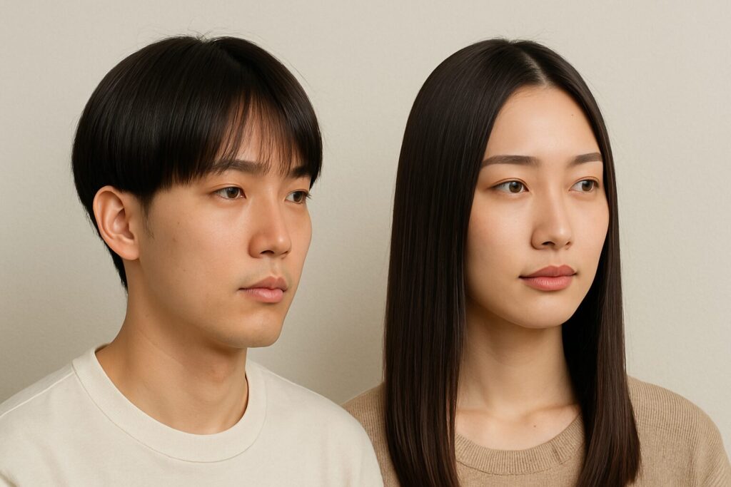 ストレートパーマの男性と女性