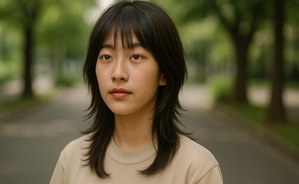 ウルフカットの女性