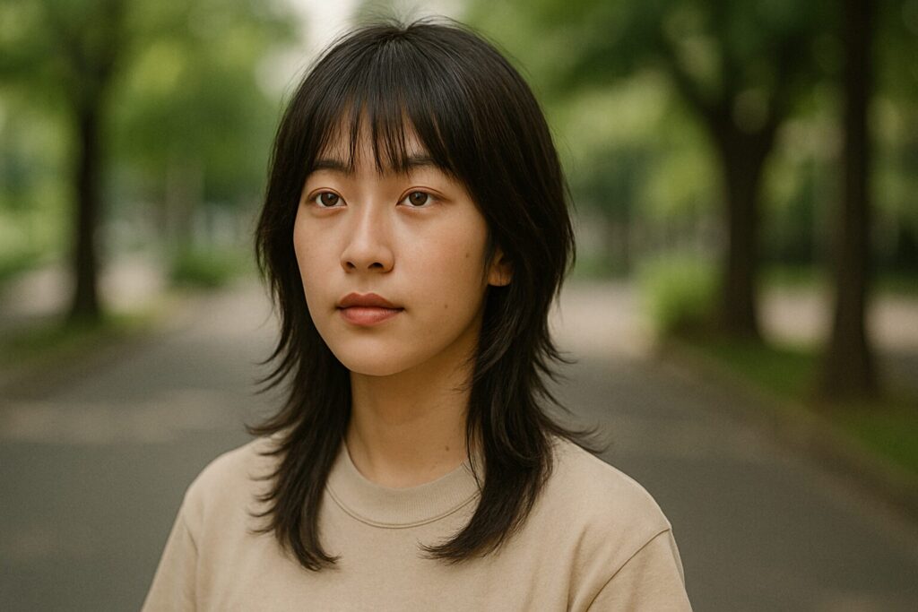 ウルフカットの女性